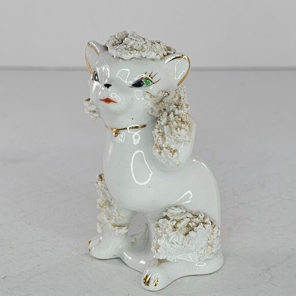 Vintage White Ceramic Spaghetti Kitten Cat Figurine 1950s MCM *FLAW* - Picture 7 of 8